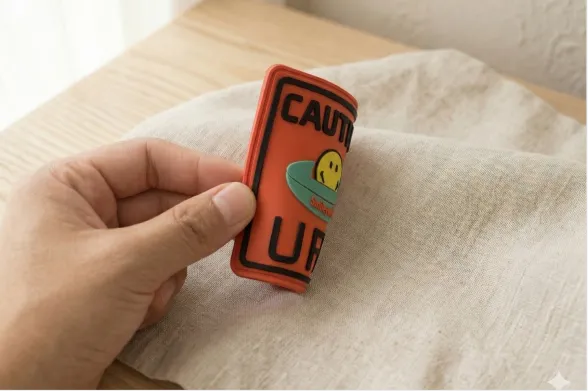 Reusable cotton pouch folded detail