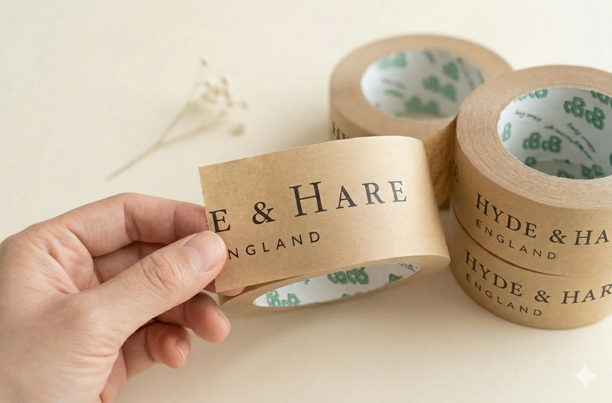 Custom kraft tape detail