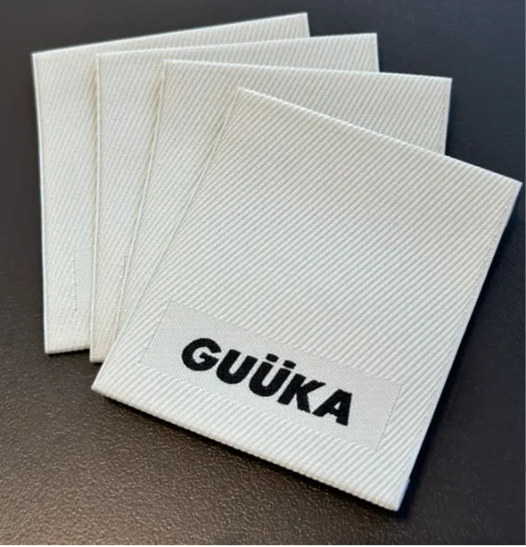 Reusable cotton pouch with mesh window front view