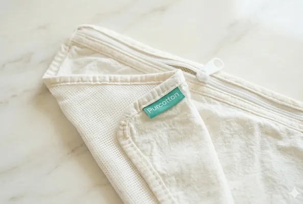 Reusable pouch zipper and label detail