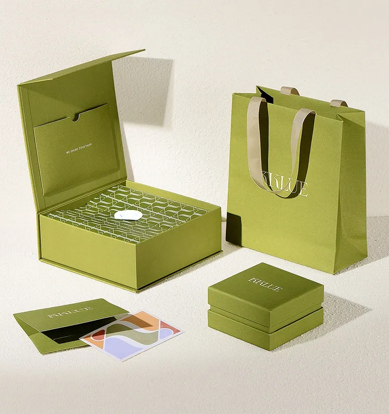 Green premium gift boxes and bags