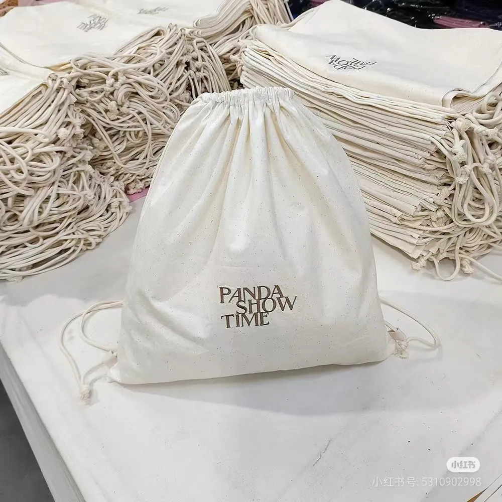Cotton drawstring bag with printed logo