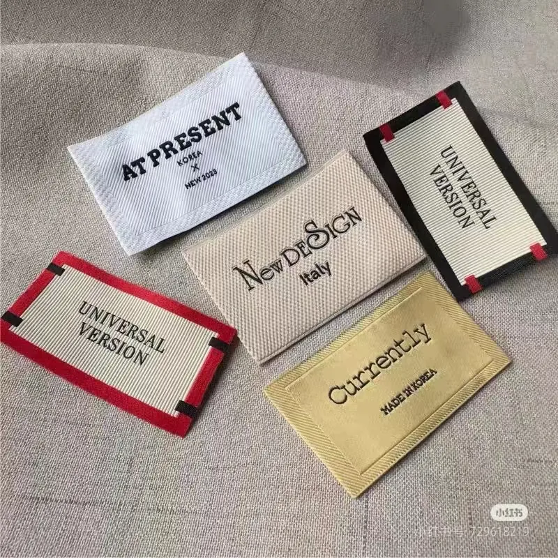Woven labels with stitched brand details